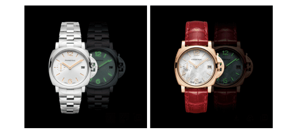 Luminor Due PAM01508 (Left), Luminor Due Goldtech™ Madreperla PAM01280 (Right)